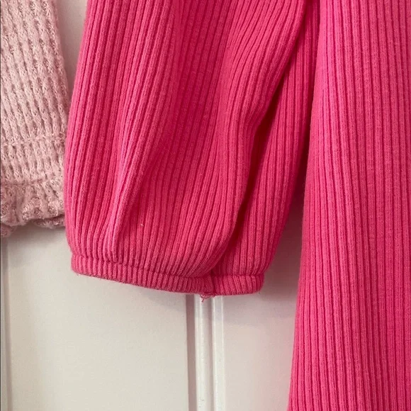 Old Navy Girls' Light Pink & Fuchsia Ribbed Long-Sleeve Dresses - Picture 9 of 13